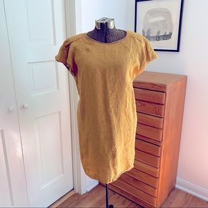 HUMANOID Susie Flutter Sleeve Dress in Mustard Sm